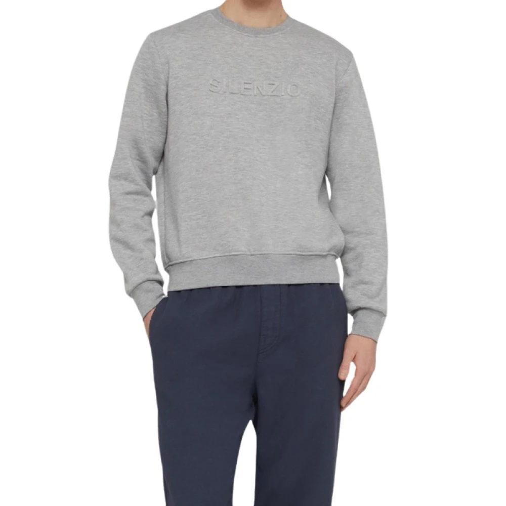 Aspesi Grijze Sweater met Letters op de Borst Gray Heren