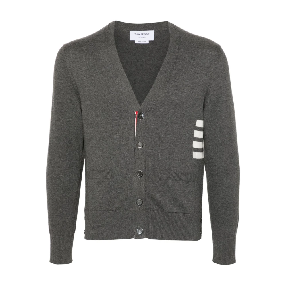 Thom Browne Grijze Sweater met 4-Bar Streep Gray Heren