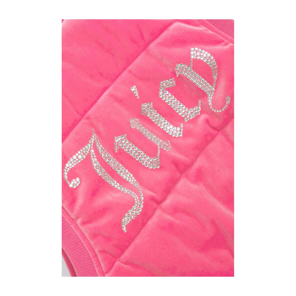 Juicy Couture Gewatteerd vest met ritssluiting en strass-logo Pink Dames