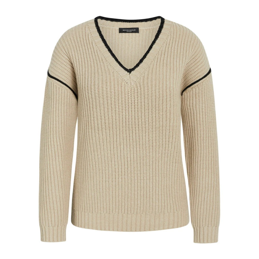 Bruuns Bazaar Taupe Gebreide Trui Simonabbbenia Plaza Beige Dames