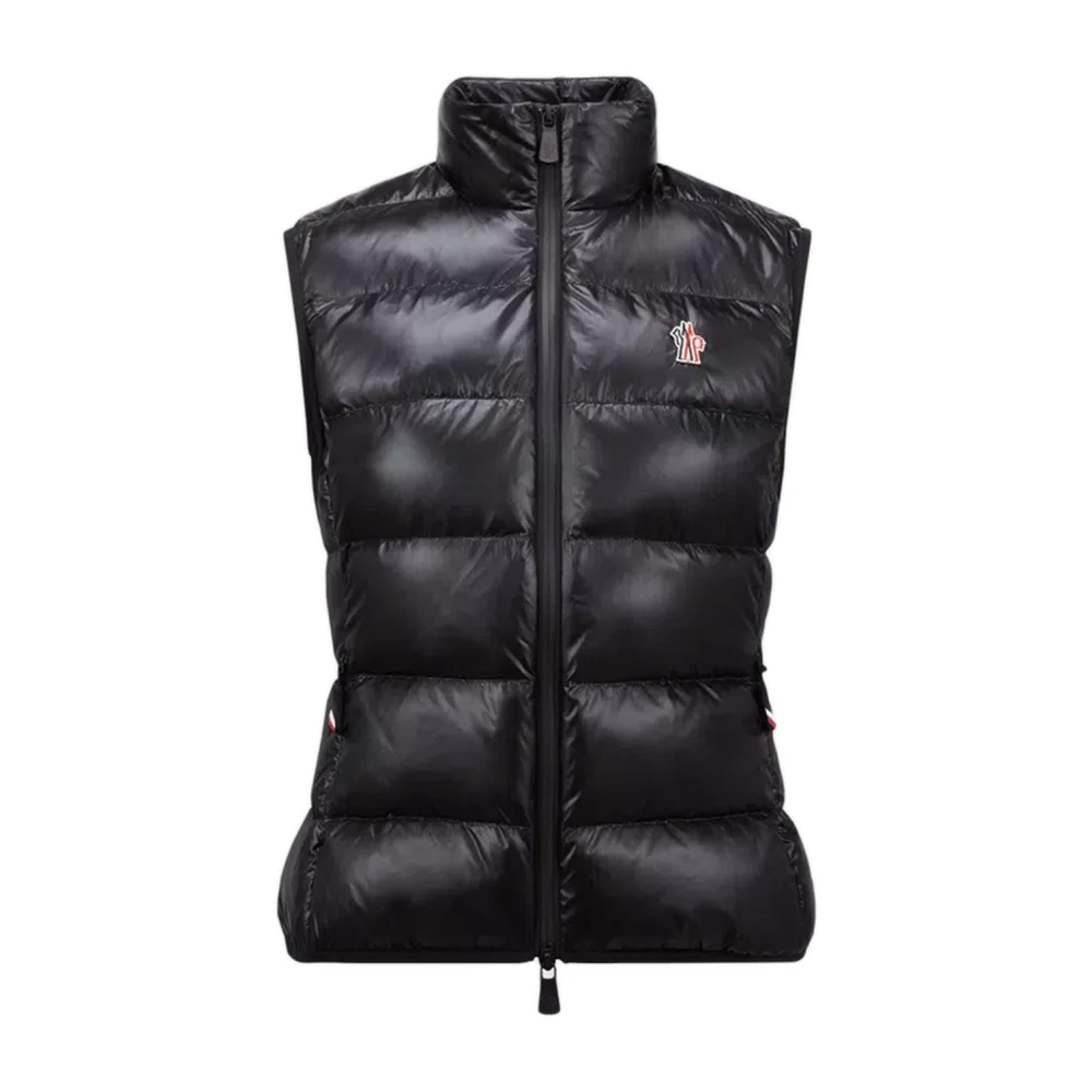 Moncler Zwarte Gewatteerde Nylon Jas Ritssluiting Black Dames