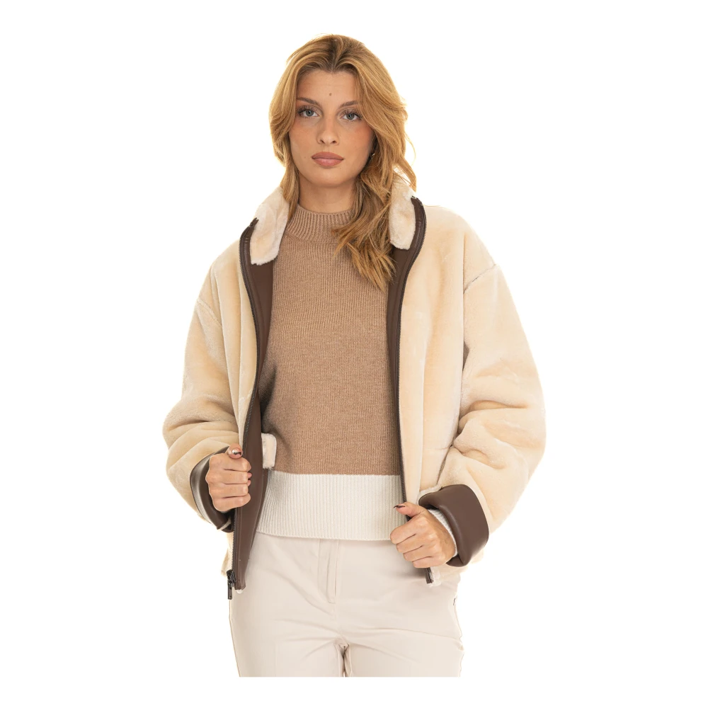 Pennyblack Omkeerbare shearling jas met bontafwerking Brown Dames