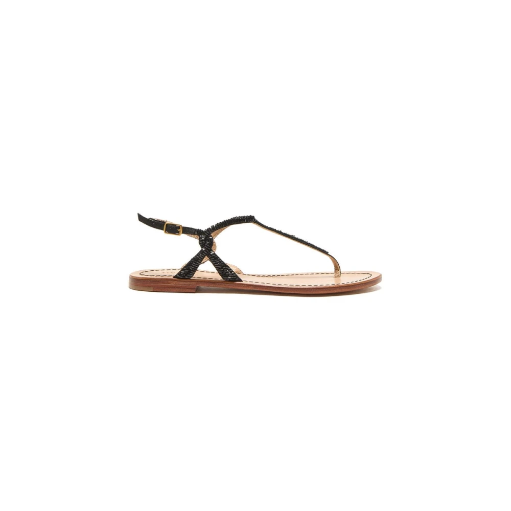Maliparmi Women's Black Flat Sandals, 3 Uk, Beaded Sandal
