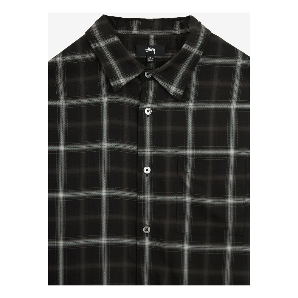 Stüssy Shadow Plaid Rayon Shirt Black Heren