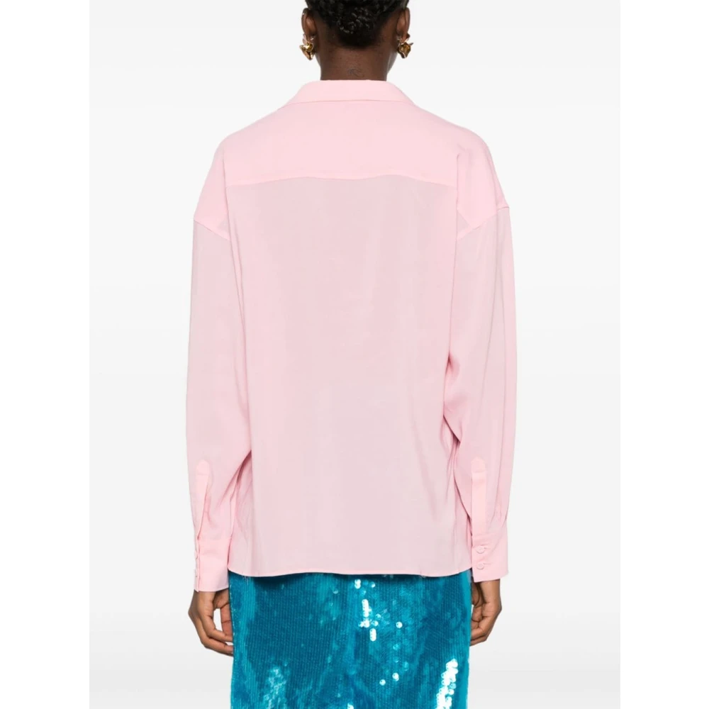 Philosophy di Lorenzo Serafini Rosa V-Hals Crepe Shirt Pink Dames