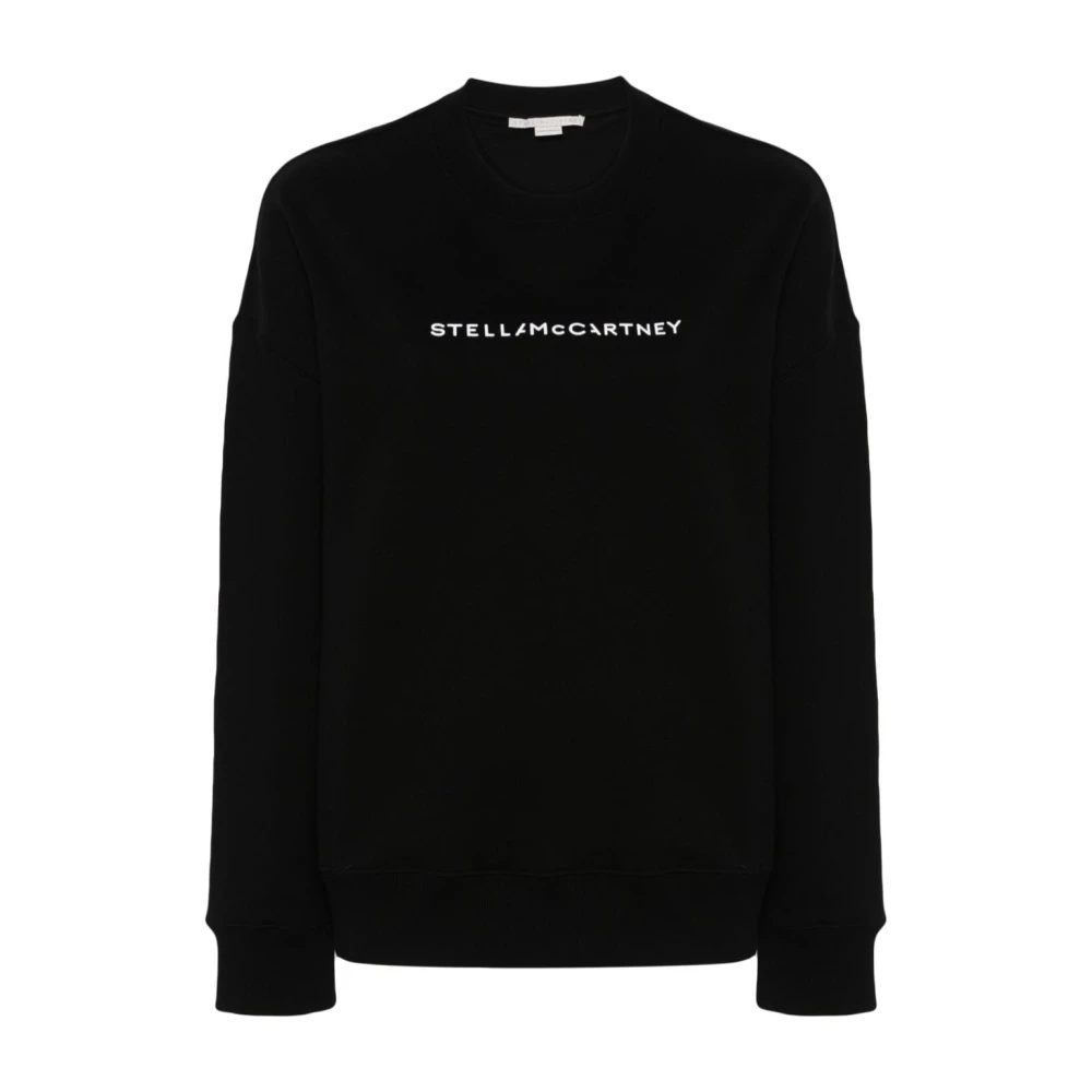 Stella Mccartney Zwarte Logo Print Crew Neck Sweater Black Dames