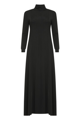 mock-turtleneck-flared-dress