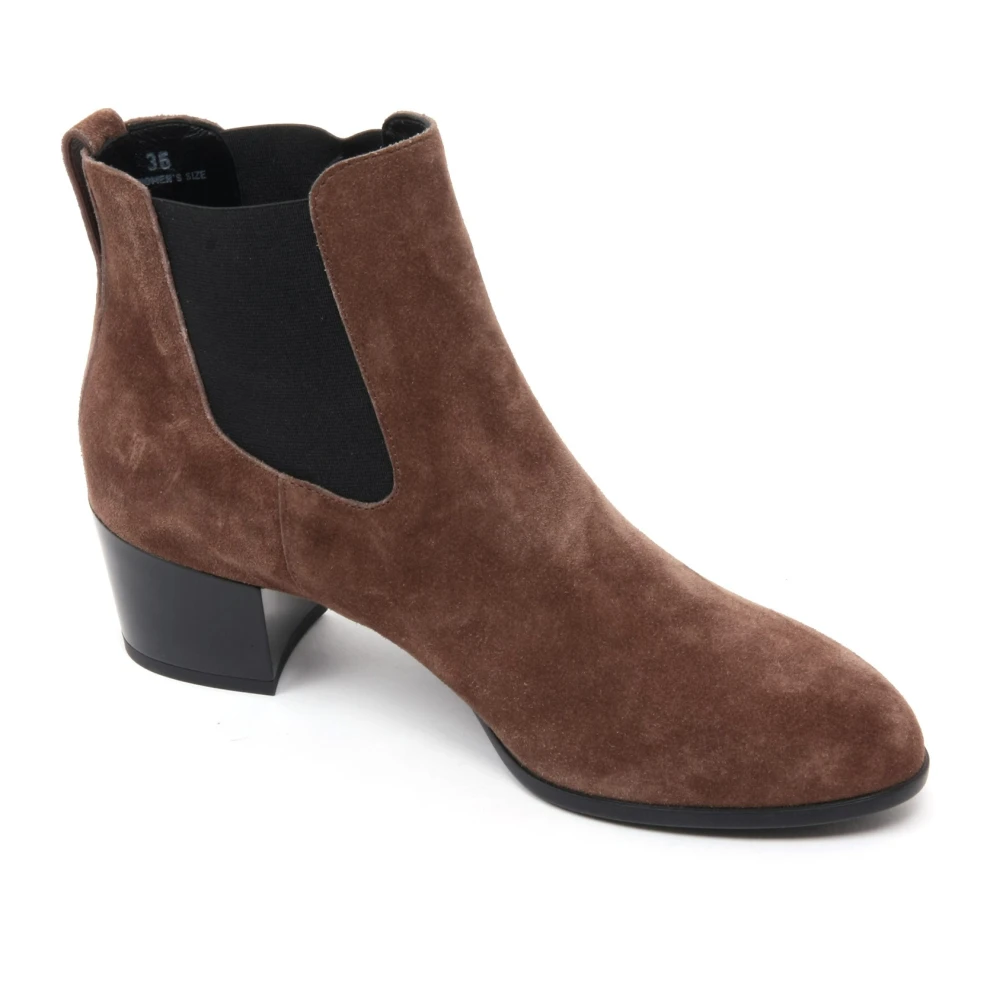 Hogan Women's Brown Chelsea Boots, 3 Uk, Elastic Smooth Ankle Boot