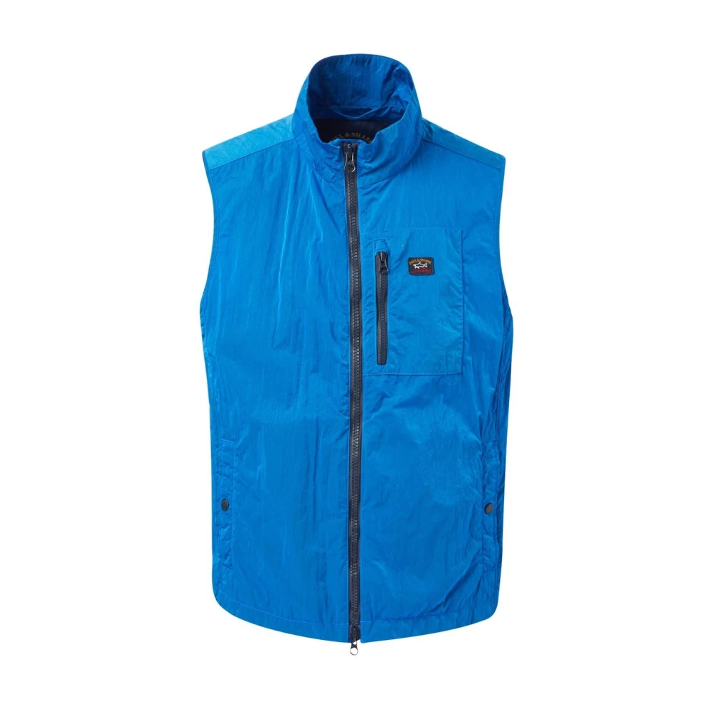Paul & Shark Blue Nylon Vest Jacket - Male - Waistcoats - Xl - Jackets