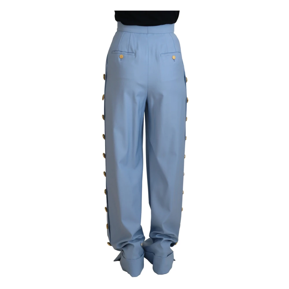Dolce & Gabbana Elegante lichtblauwe broek van wol-zijde mix Blue Dames