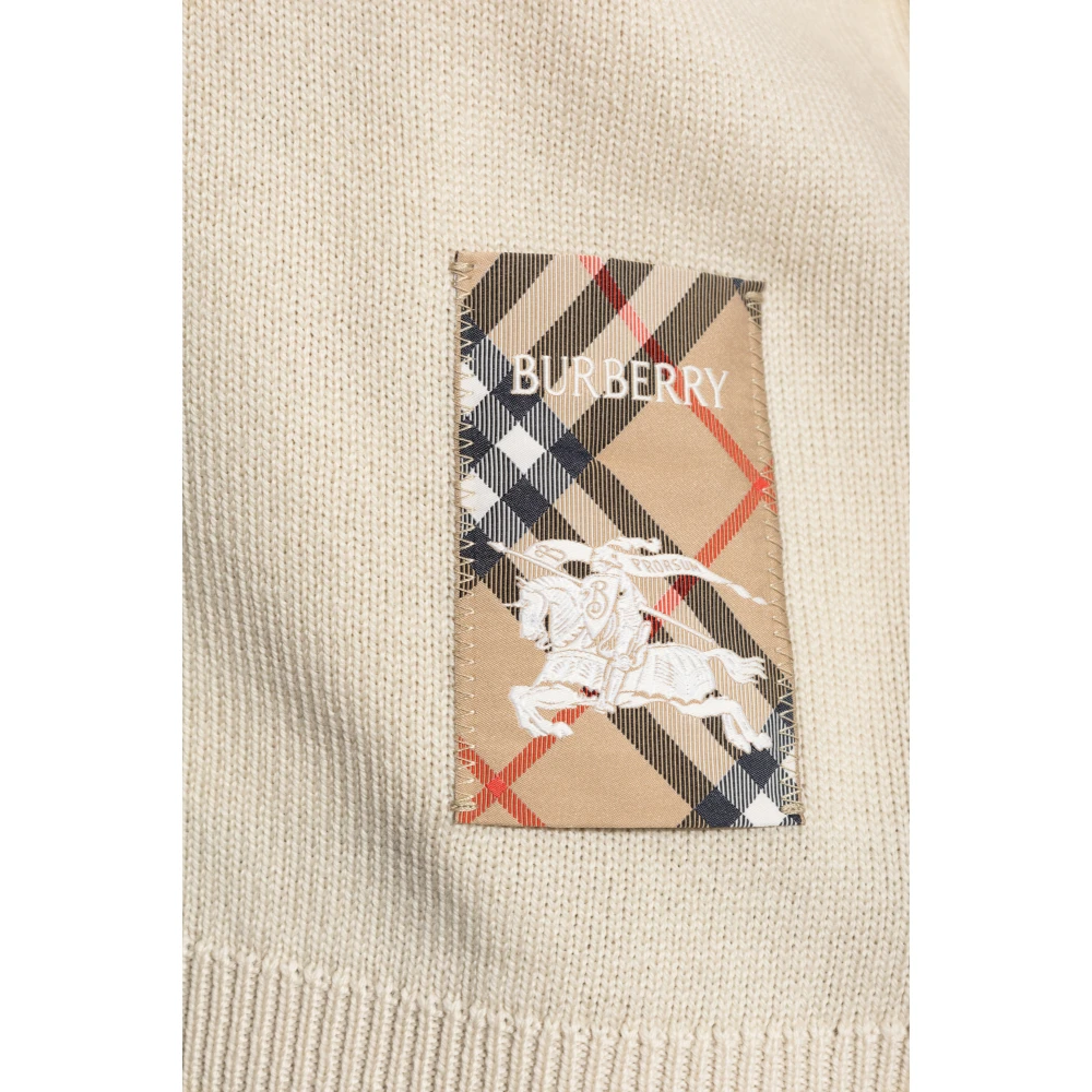 Burberry Wollen vest met logopatch Beige Dames
