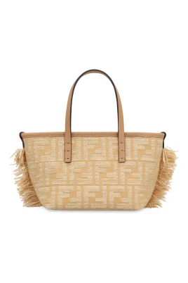Mini Jacquard Handväska med Läderhandtag