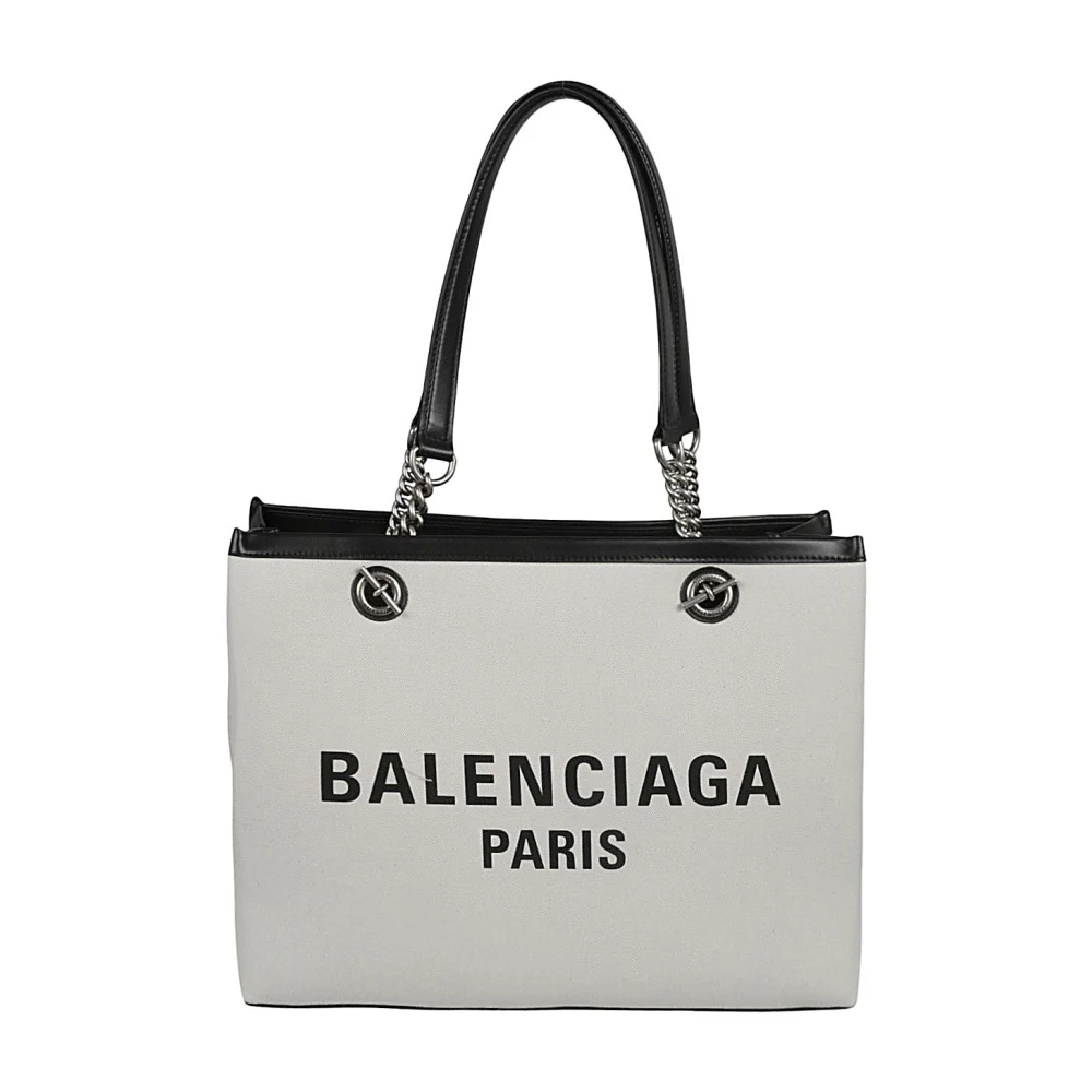 Balenciaga Beige Shopping Bags, Female, One Size, Shopping Tote With Ancient Silver Finishes