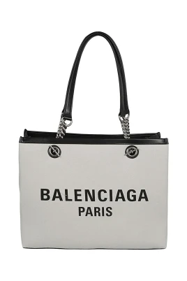 Beige Shopping Tote med Antika Silverdetaljer