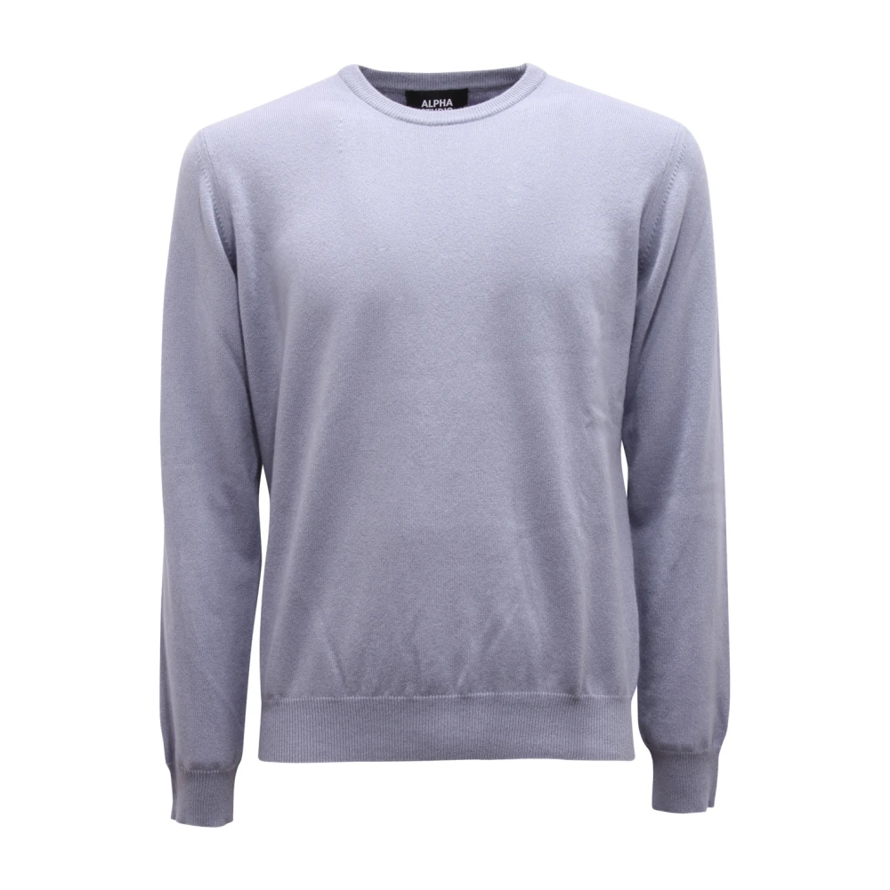 Alpha Studio Men's Blue Cashmere Jumper In Powder Color - Cashmere Knitwear - 2XL - Knitwear