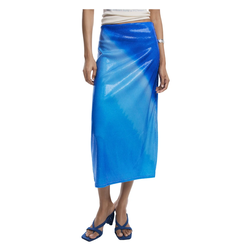 Desigual Women's Blue Long Skirt Repris Fal Extra Large