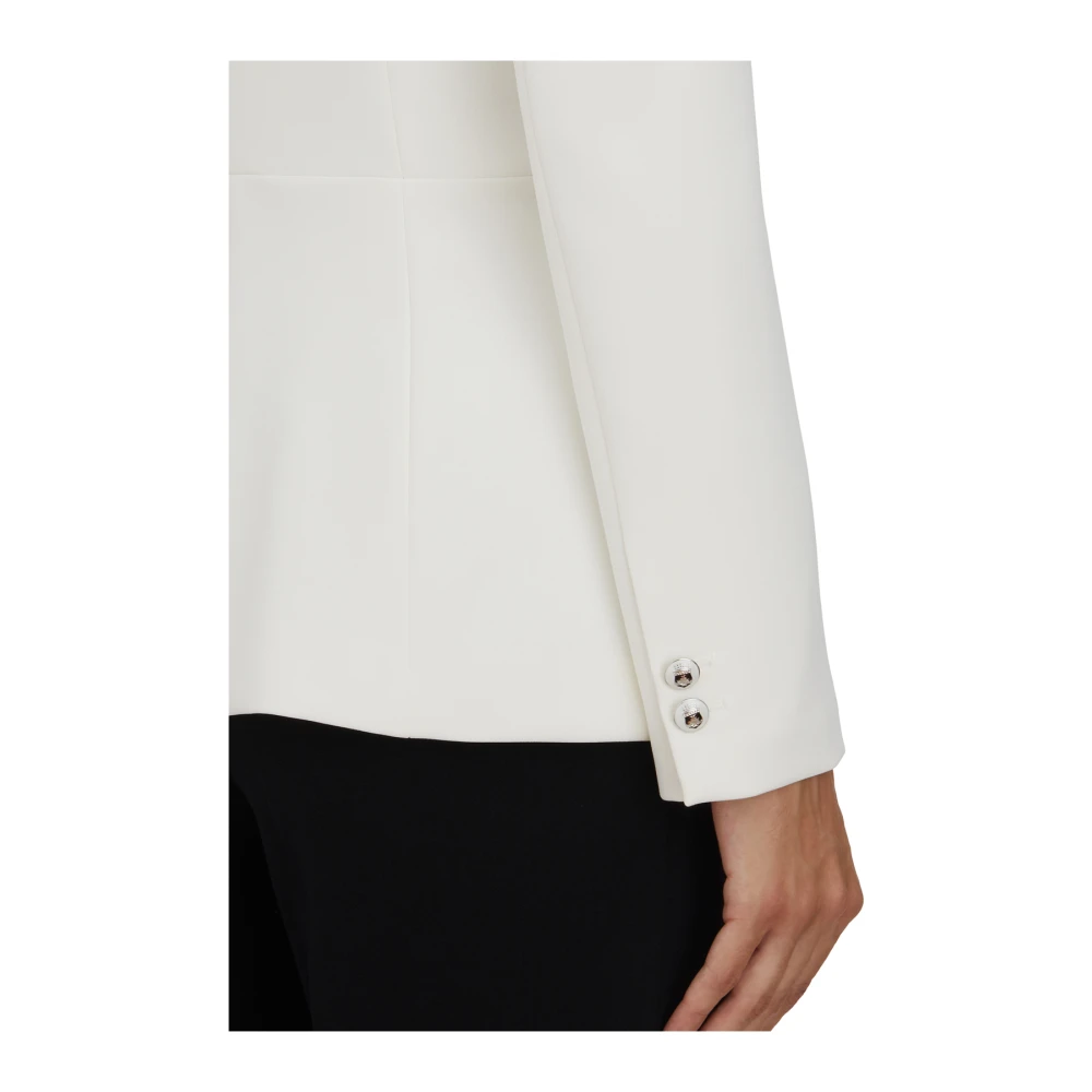 Elisabetta Franchi Dubbel-Breasted Blazer met Satijnen Revers White Dames