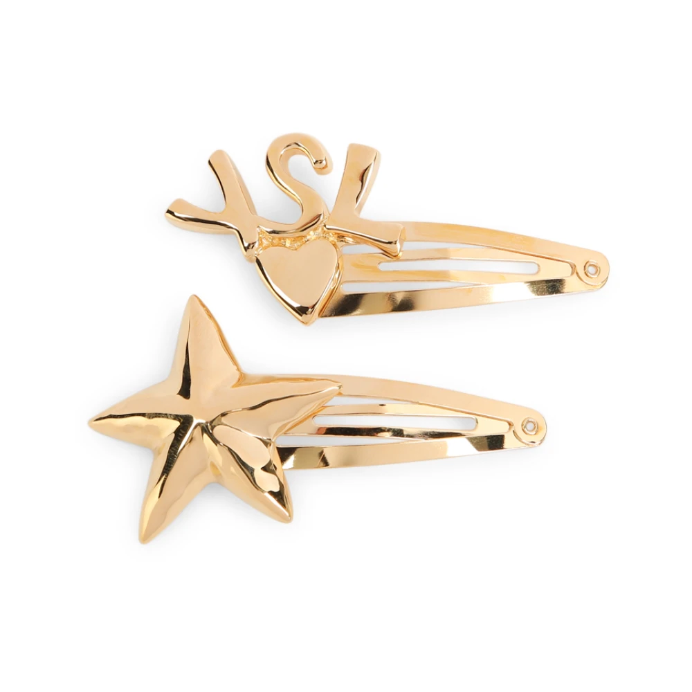 Saint Laurent Gouden Bijoux Haarklemmen Set Yellow Dames