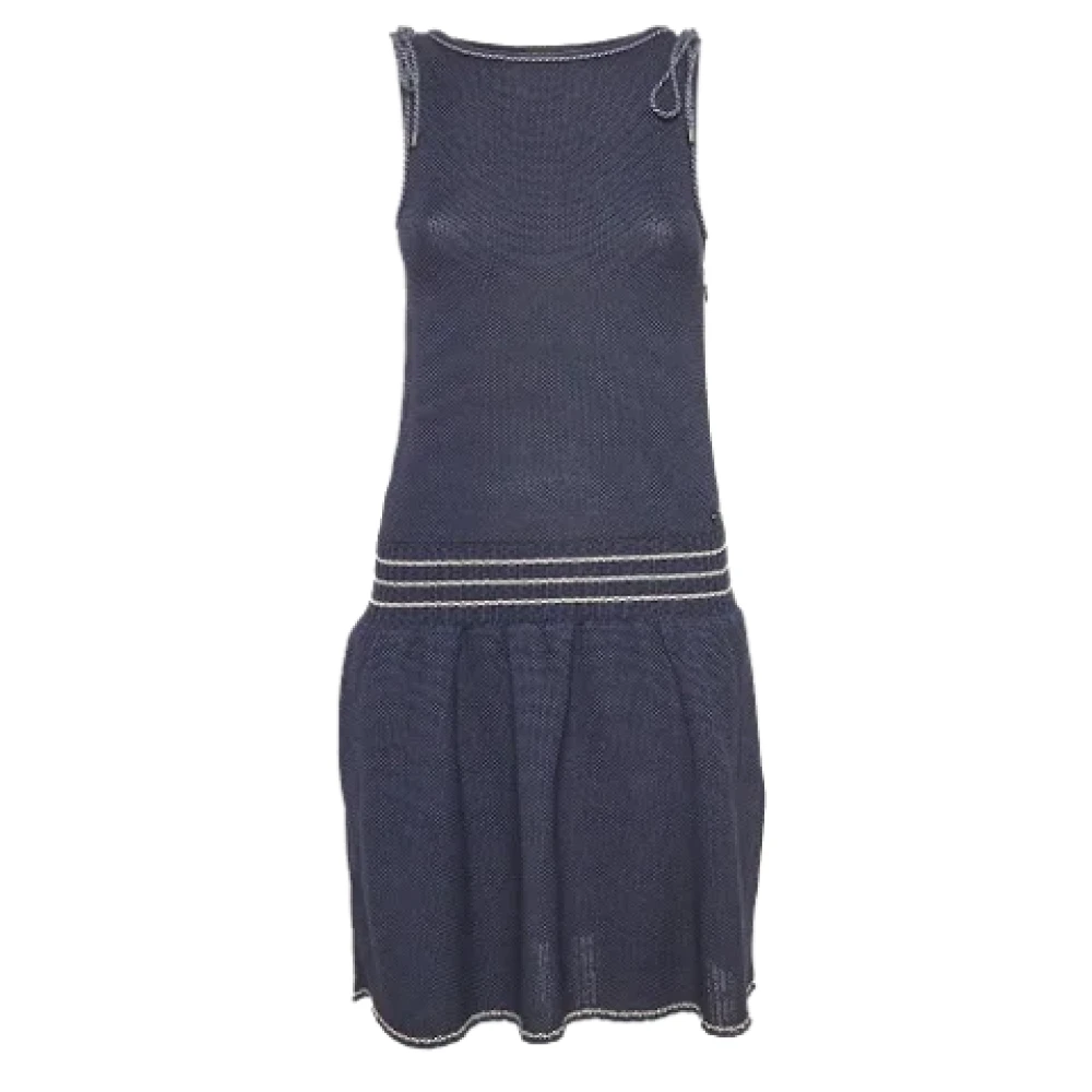 Chanel Vintage Pre-owned Knit dresses Blue Dames