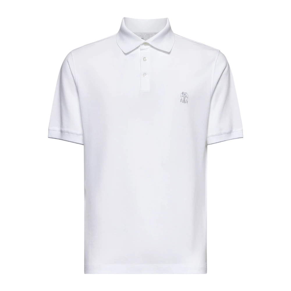 Brunello Cucinelli White Polo Shirt With Print - Male - Polo Shirts - M - Tops