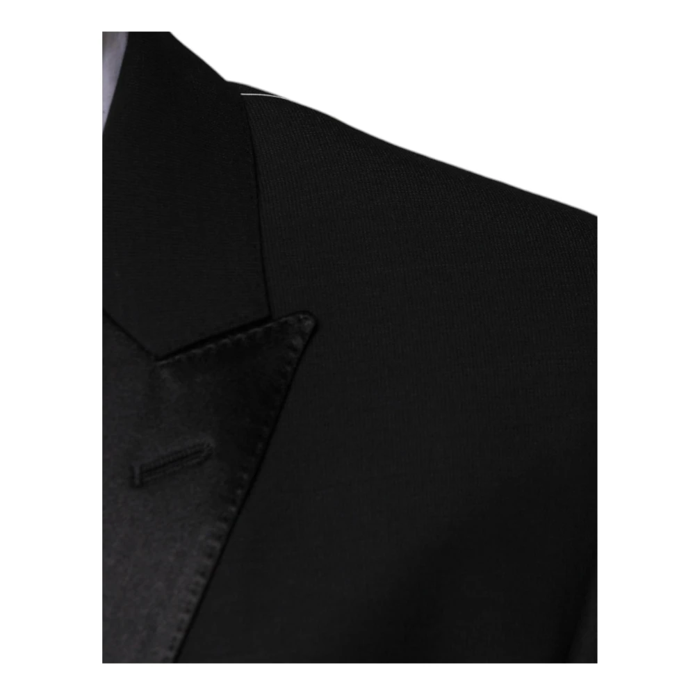 Dolce & Gabbana Zwart wollen Slim Fit 3-delig pak Black Heren