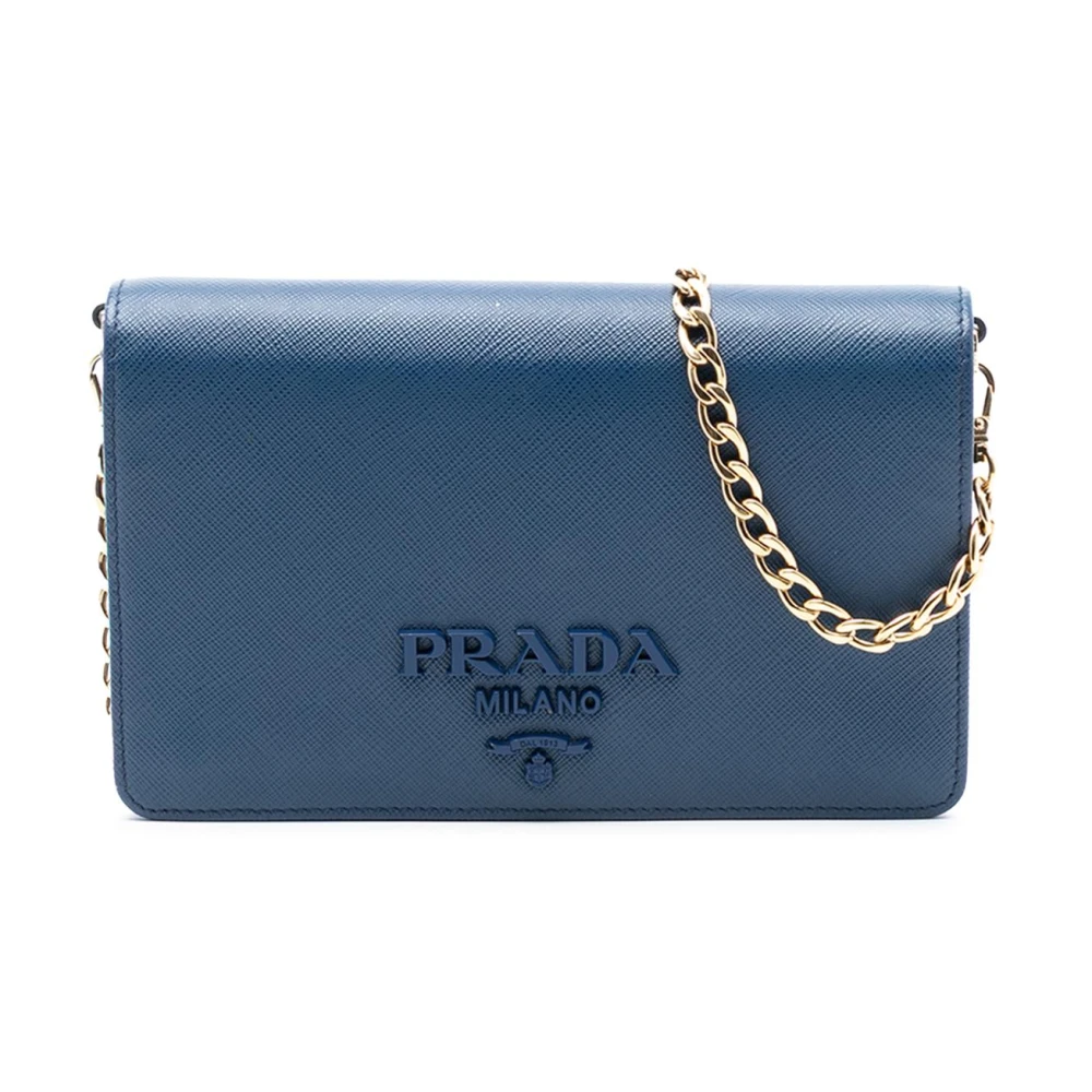 Prada Vintage Women's Blue Pre-Owned Chain Wallet