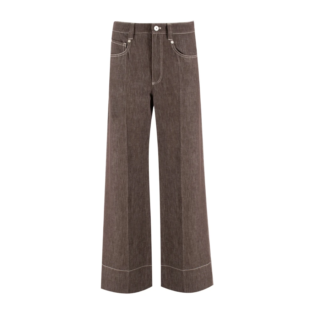 BRUNELLO CUCINELLI Casual denim broek met wijde pijpen Brown Dames