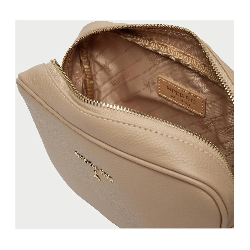 PATRIZIA PEPE Beige Leren Cameratas met Verstelbare Band Beige Dames