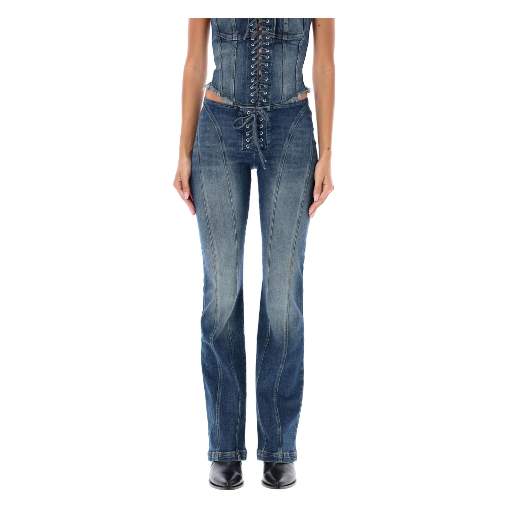 Misbhv Blauwe Flare Leg Gehaakte Jeans Blue Dames