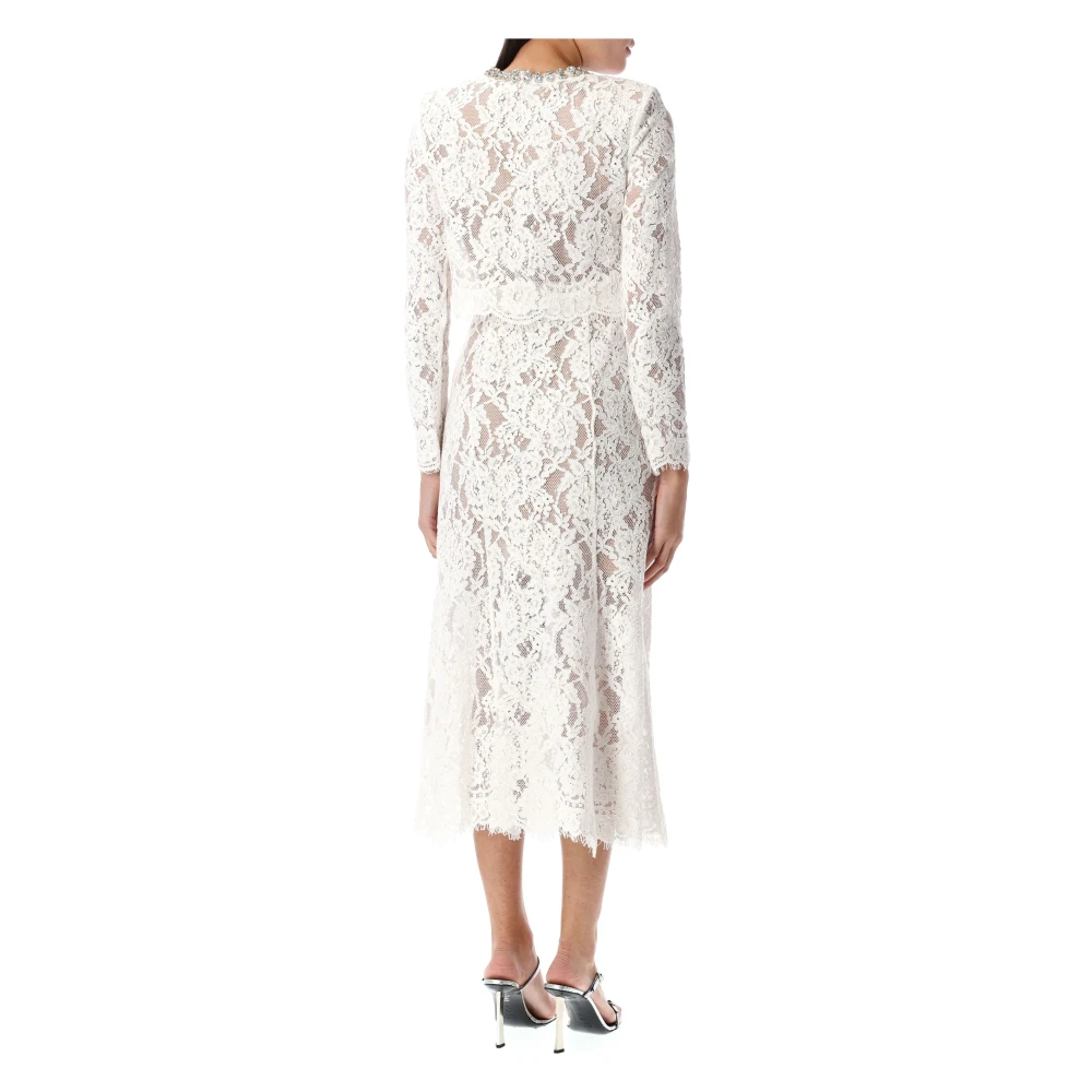 Self Portrait Witte midi-jurk met kanten versiering White Dames