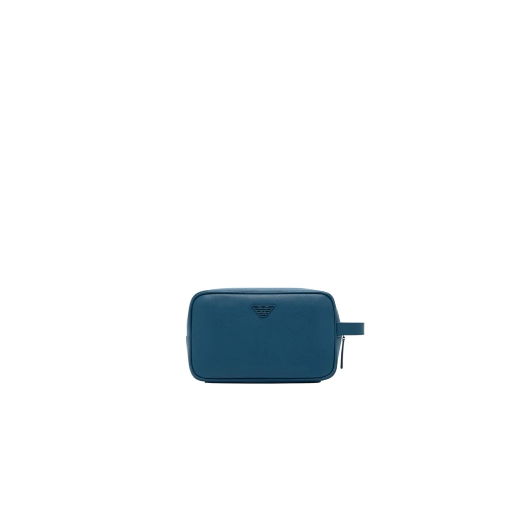 Emporio Armani Men's Blue Asv Regenerated Saffiano Washbag