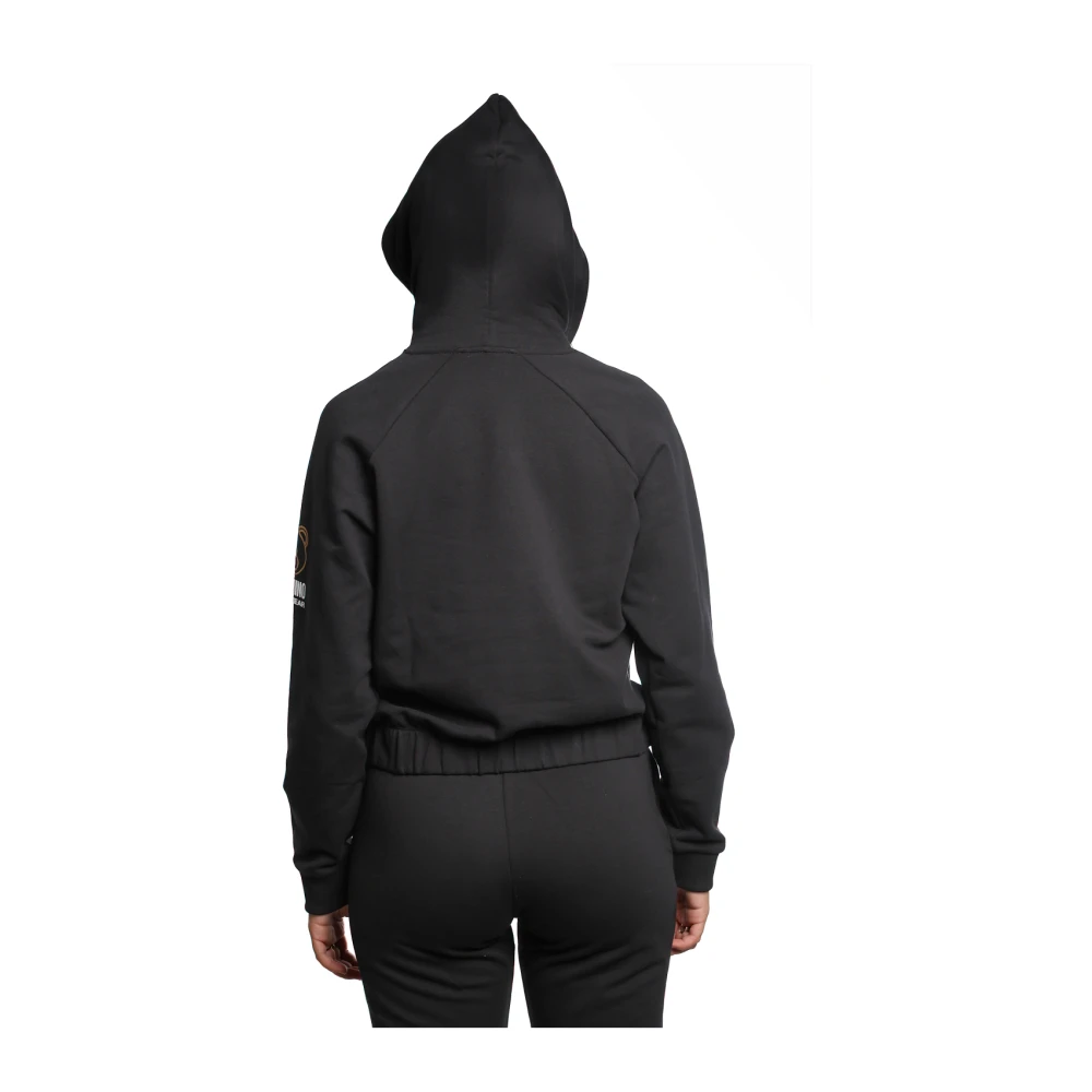 Moschino Zwarte katoenen hoodie met geribbelde manchetten Black Dames