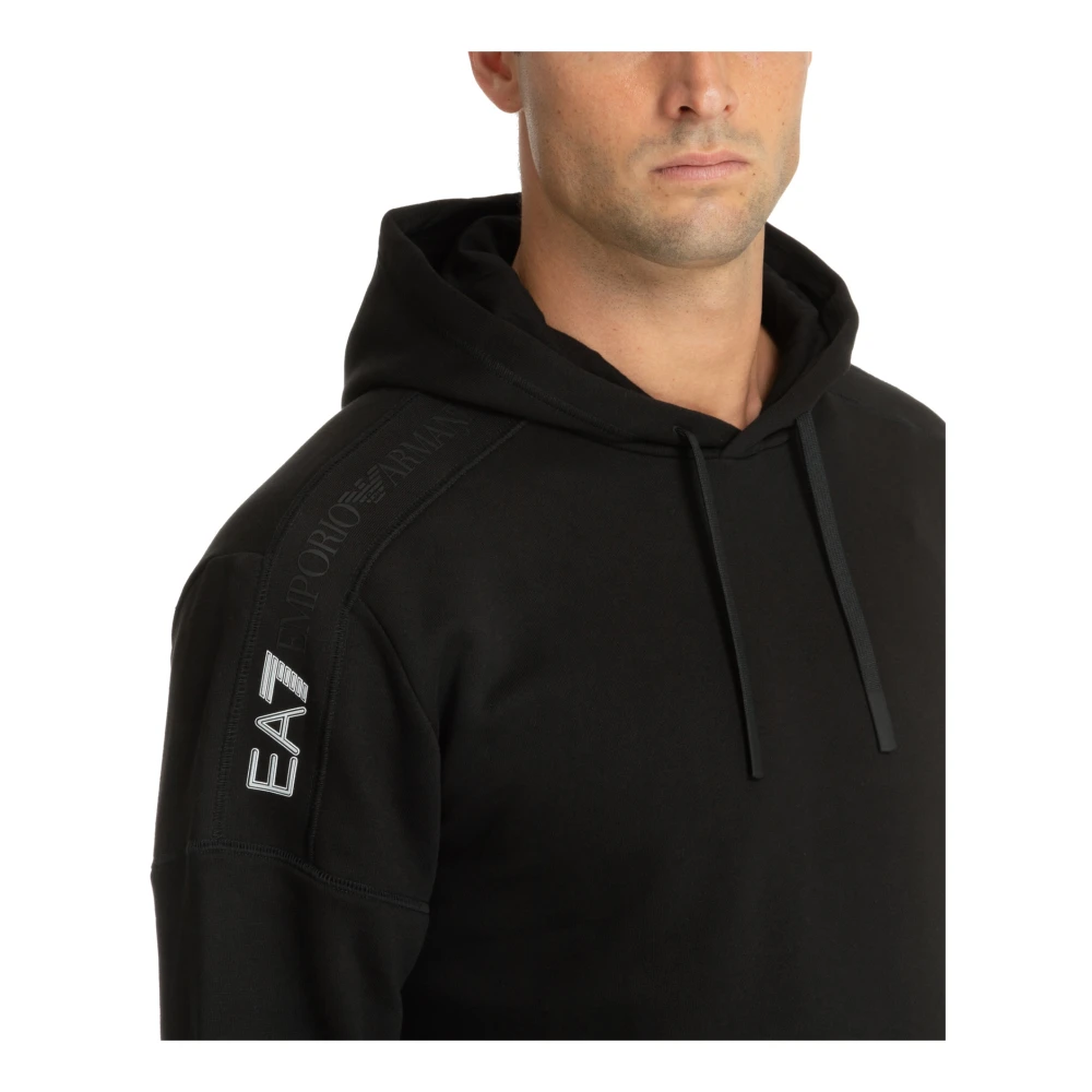 Emporio Armani EA7 Trekkoord Effen Logo Zak Hoodie Black Heren
