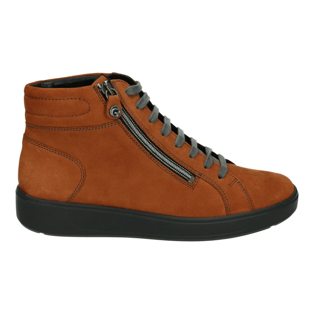 Ganter Sportieve Mid Damesschoenen Cognac Nubuck Dames Schoenen Bruin