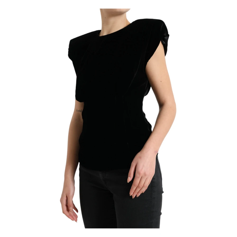 Dolce & Gabbana Fluwelen Schouder Top Black Dames