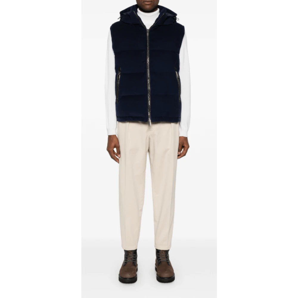 Brioni Navy Blue Hooded Gilet Met Ritssluiting Blue Heren