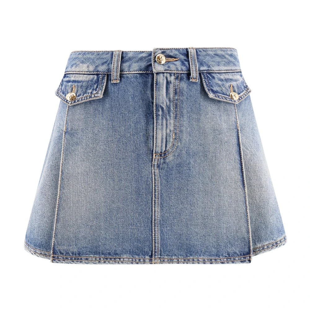 Alexander mcqueen Denim minirok met Skull knopen Blue Dames