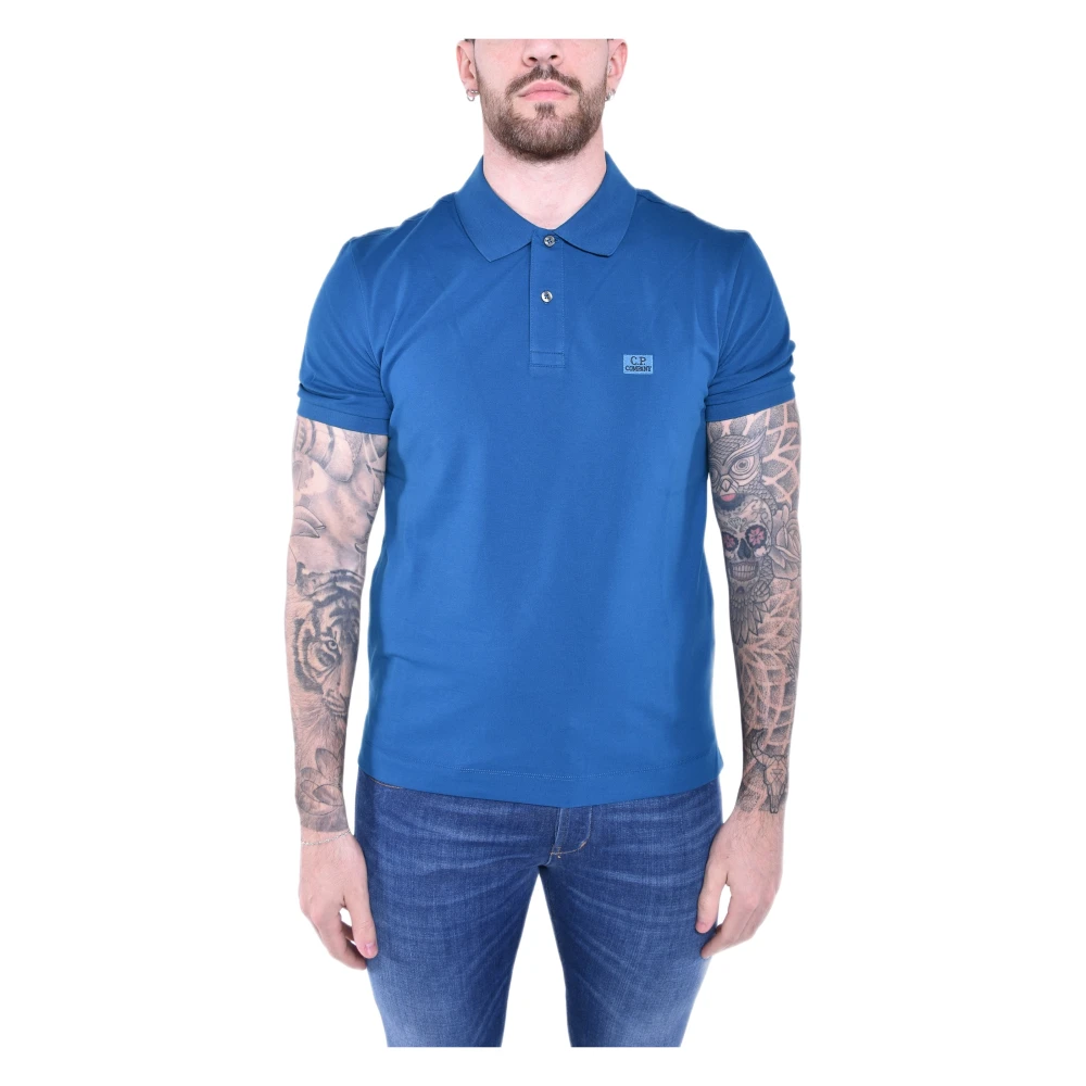 C.p. Company Men's Blue Polo Shirts, M, Stretch Piquet Slim Polo Shirt