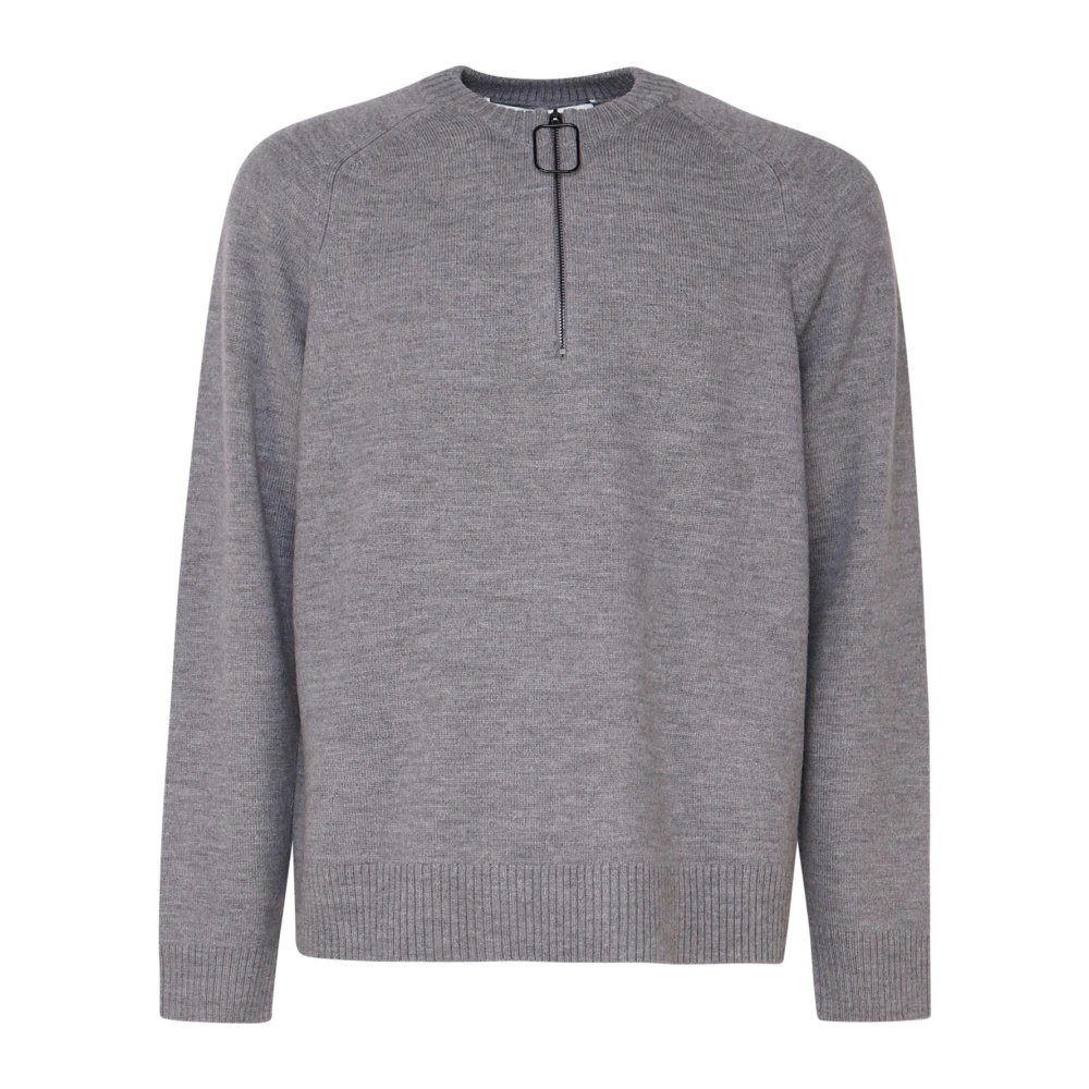 JW Anderson Grijze Zip Sweater Raglan Mouwen Gray Heren