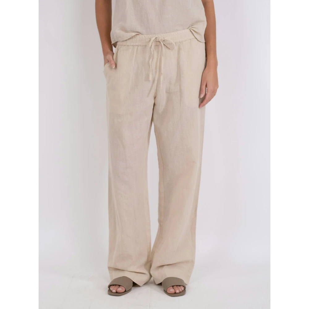 NEO NOIR Sonar Linnen Wijde Pijp Broek Beige Dames