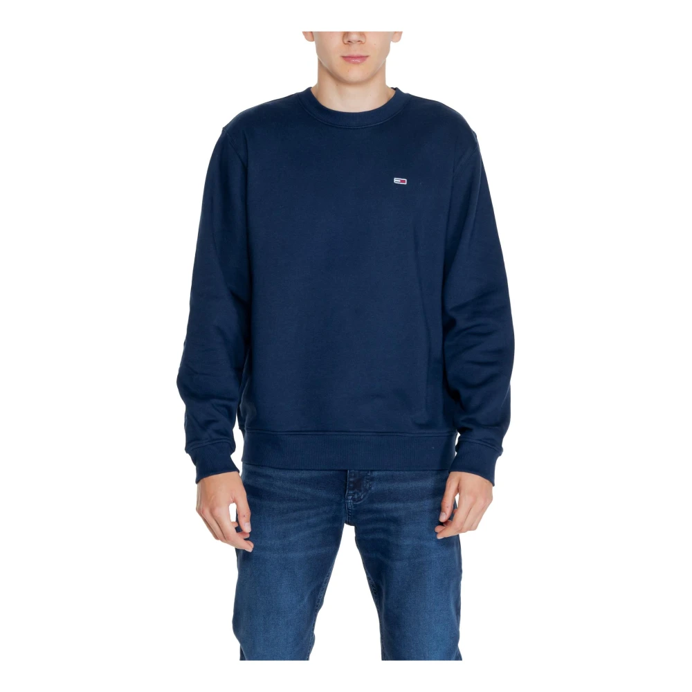 Tommy Hilfiger Blauwe Plain Crewneck Sweatshirt Herfst Winter Blue Heren
