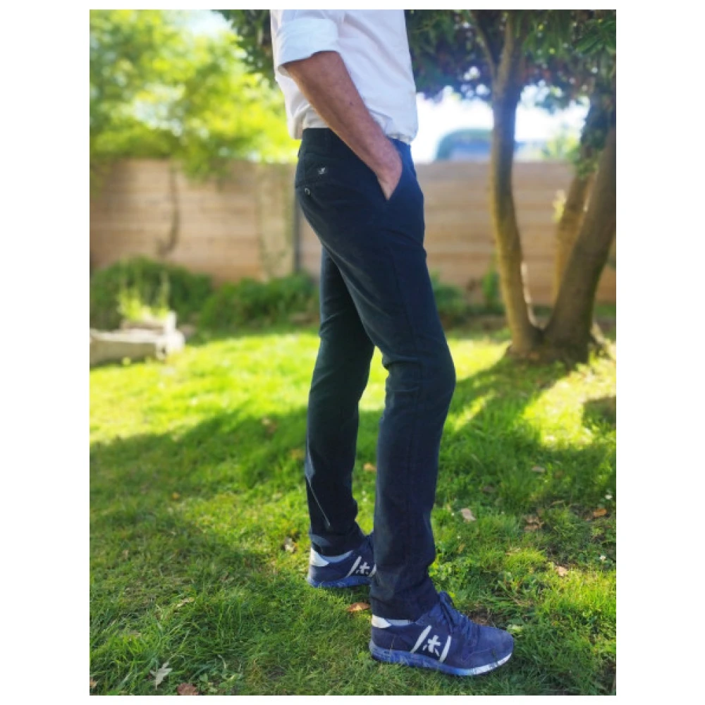 Mason's Slim Fit Corduroy Chino Broek Blue Heren