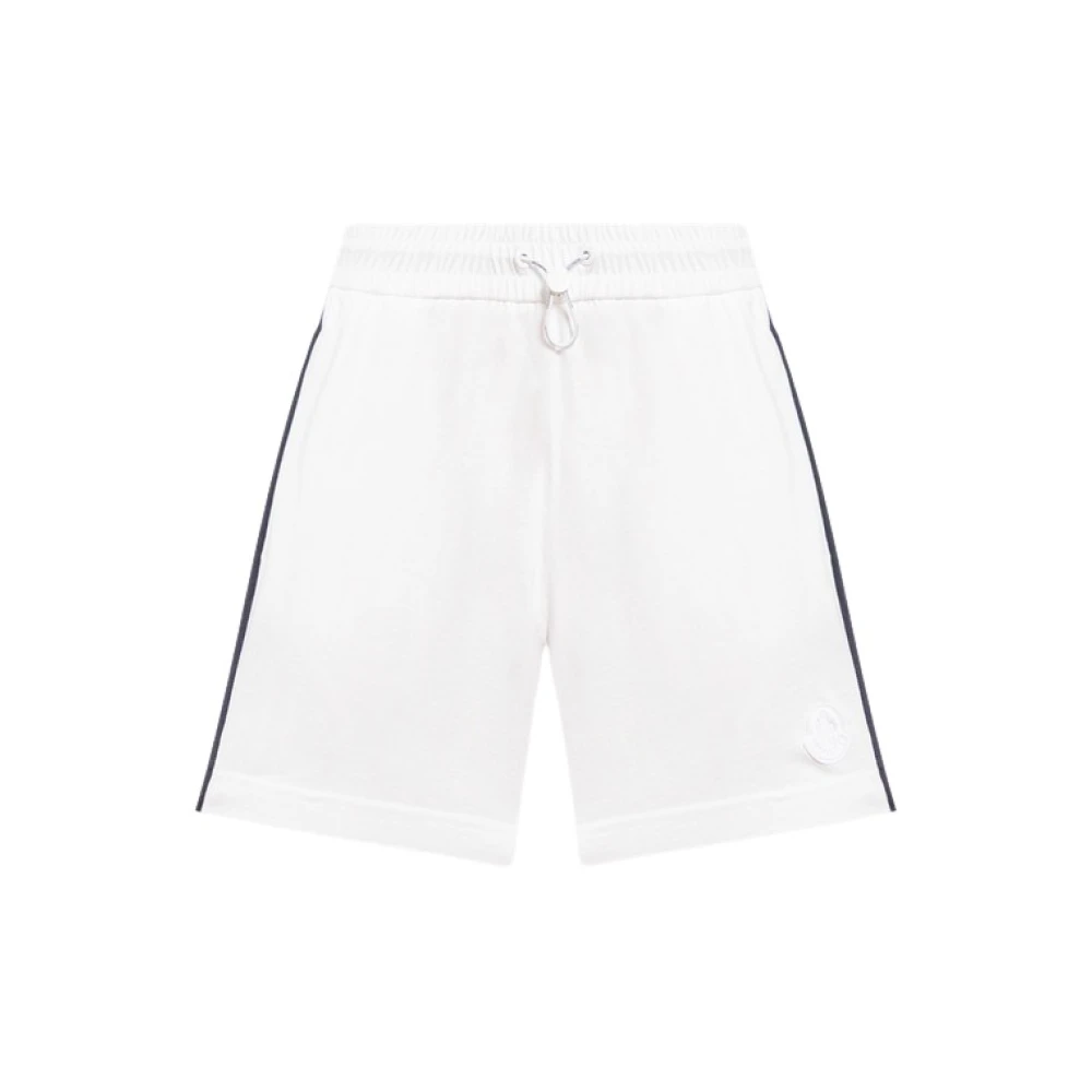 Moncler Logo Trim Shorts i Vitt White, Dam