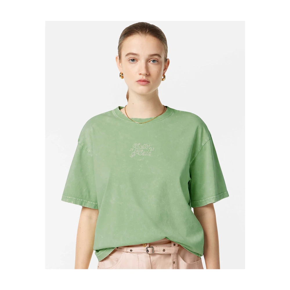 Scotch & Soda Gewassen Logo T-shirt Green Dames