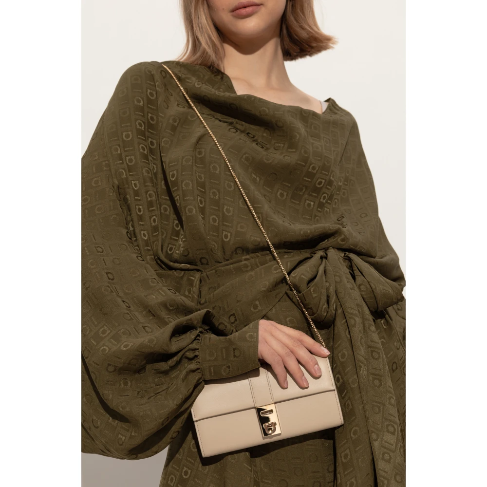 Salvatore Ferragamo Leren portemonnee aan een ketting Beige Dames