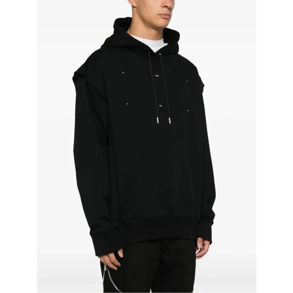 Heliot Emil Zwarte Outline Logo Hoodie Black Heren