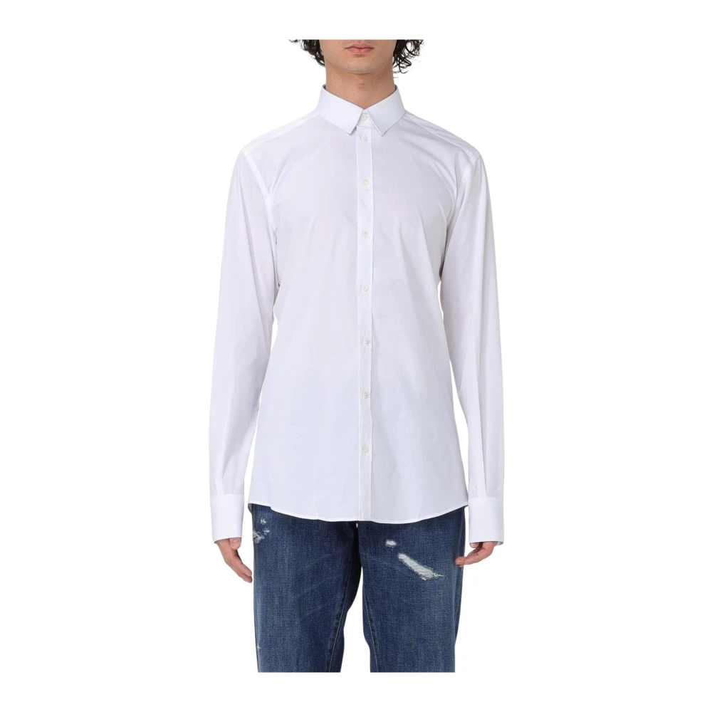 Dolce & Gabbana Men's White Formal Shirts,, Cotton Poplin Shirt 2XS