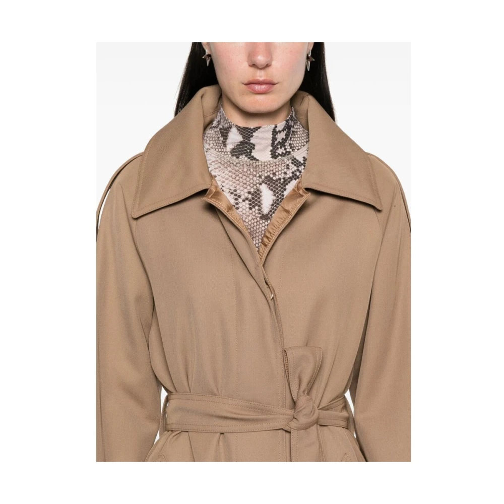 Herno Jersey Texture Belted Coat Brown Dames