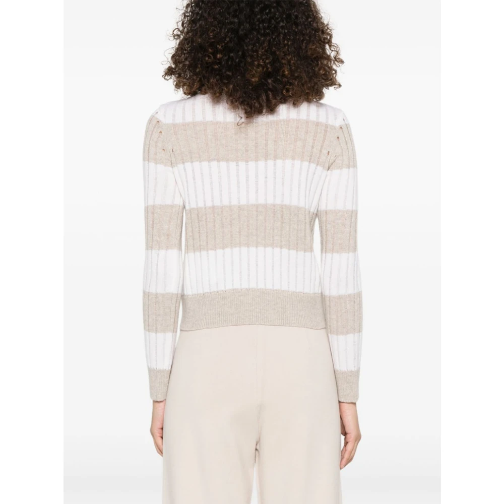 Max Mara Witte Trui met Horizontale Strepen Multicolor Dames