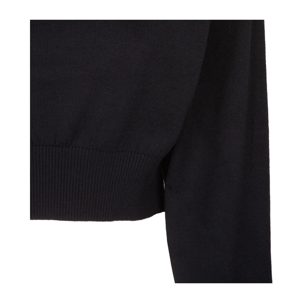 SPORTMAX Zwarte Korte Wol Turtleneck Sweater Black Dames